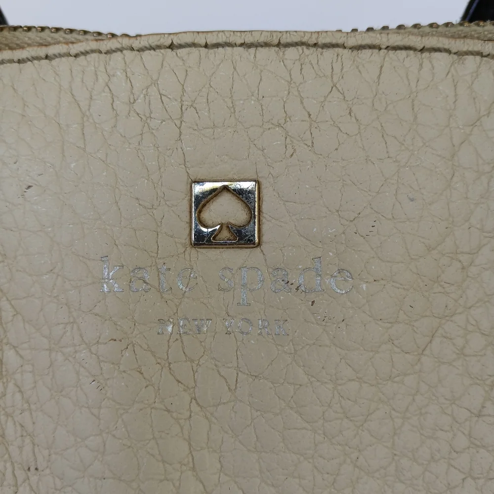 Kate Spade Two-Toned Cream & Black Leather Satchel Handbag